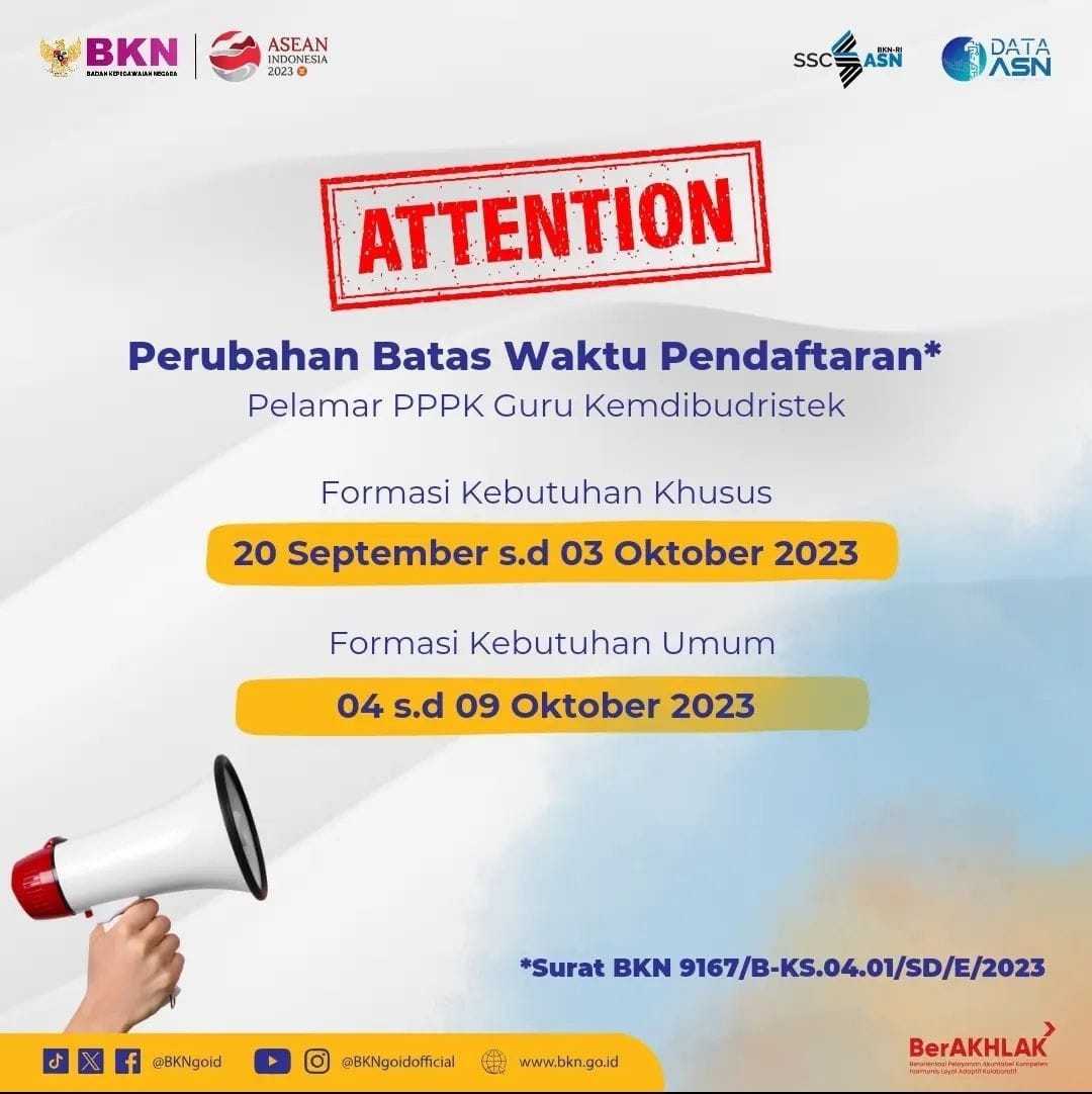 ATENTION!!!!!!!!  PERPANJANGAN PENDAFTARAN PPPK GURU 2023